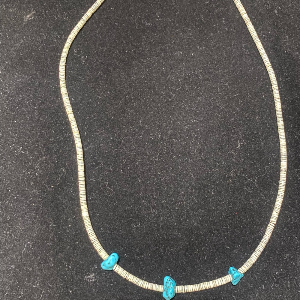 Heishi Turquoise and Silver Beaded Necklace
